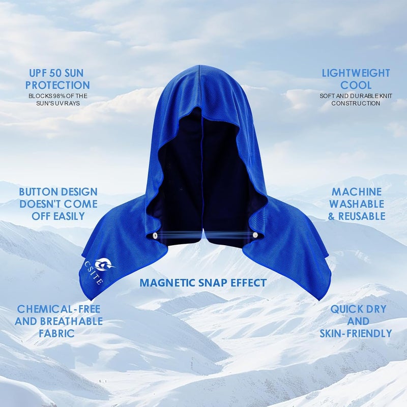 CASITE 2 Pack Cooling Hoodie Towels, Instant Cooling Towels for Neck and Face, UPF 50 Sun Protection, Ice Towel for Hot Weather, Head Towel for Sports, Camping, Cycling & More Activities - Image 2